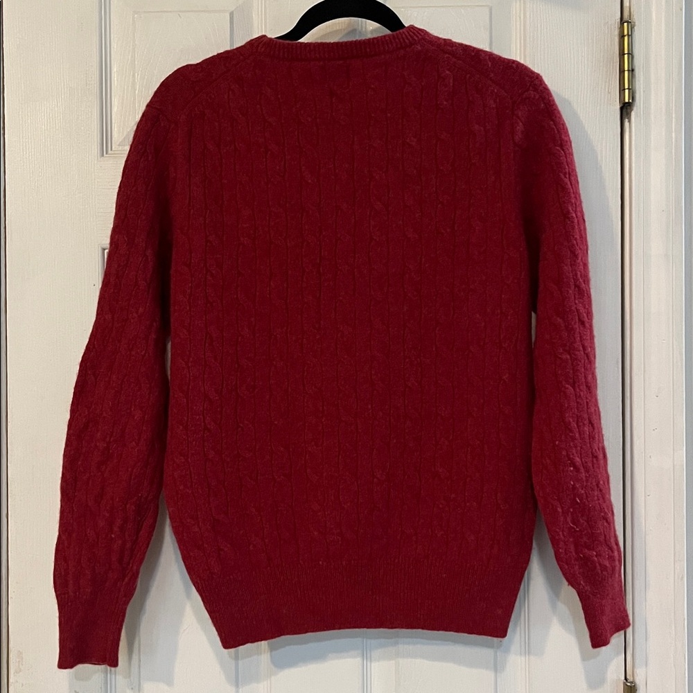 J. CREW FACTORY MENS LAMBS WOOL CABLE KNIT CREW NECK SWEATER RED SIZE LARGE - Picture 6 of 12